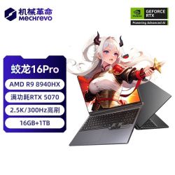 机械革命蛟龙16Pro R9-8940HX RTX5070 300Hz 2.5K游戏笔记本电脑