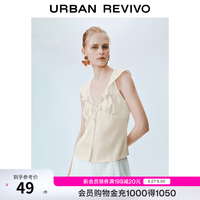 UR UR 秋季新款女装时尚休闲荷叶边绑带开襟衬衫 UWM250088
