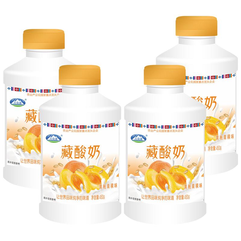 青海湖 黄桃青稞味低温酸奶 450g*4瓶