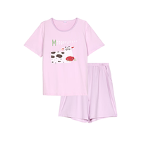 COSMO LADY/都市丽人 睡衣女短袖套头家居服套装 棉质可外穿 T恤款