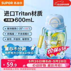 苏泊尔 奇遇团团 KCP60LM20 塑料杯 带吸管 600ml 蓝色