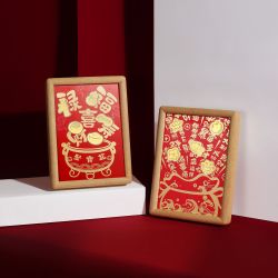 周大福 一诺千金足金黄金婚书摆件
