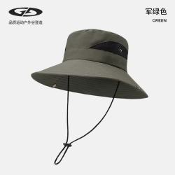 GOLOVEJOY 夏季防晒渔夫帽男女户外登山钓鱼遮阳防紫外线太阳帽成人遮阳帽 军绿色 均码