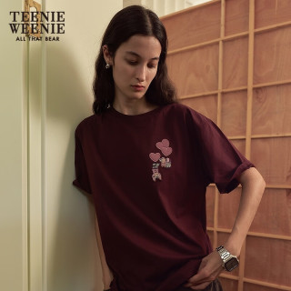 TEENIE WEENIE 【落肩袖T恤】小熊轻氧派简约基础宽松刺绣短袖女上衣