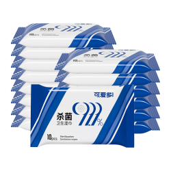 可爱多 杀菌湿巾儿童湿巾10片*10包 无刺激杀菌率99.9%  湿巾小包 湿纸巾