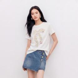 VERO MODA 26夏新品蝴蝶结印花短袖上衣百搭通勤休闲T恤女
