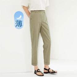 佐丹奴 女装直筒休闲裤女纯棉梭织松紧腰纯色百搭休闲九分裤女款