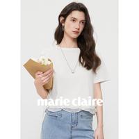 Marie Claire 轻盈网纱拼接荷叶边女士T恤 2026春款