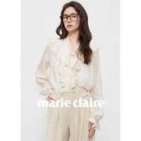 Marie Claire 女士法式复古波点长袖衬衫