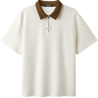 gxgjeans 撞色拼接翻领短袖POLO衫 米白 L