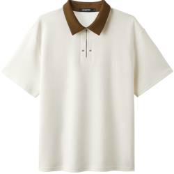 gxgjeans 撞色拼接翻领短袖POLO衫 米白 L