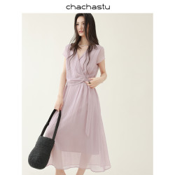 CHACHASTU 法式斜襟设计 女士连衣裙 ZRS1561