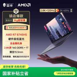 雷神 aibook14Air【R78745HS 2.8K屏 16G1T】14英寸高性能轻薄全能本AI设计办公笔记本电脑国家政府补贴