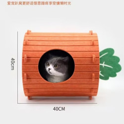 瓜洲牧 胡萝卜毛毡猫窝宠物窝半封闭可拆洗猫窝四季通用宠物双层耐抓猫窝 胡萝卜大号40*40cm（18斤内） 橙色