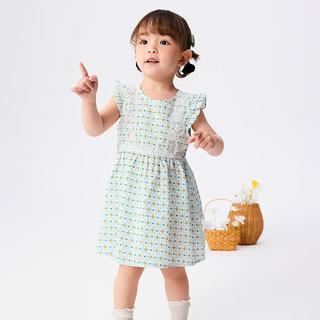 巴拉巴拉 女童连衣裙 白绿色调 110cm