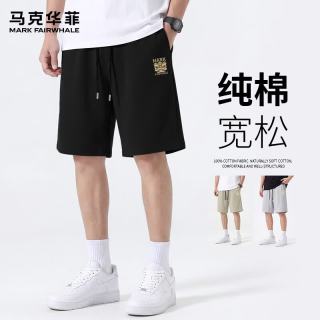 马克华菲 纯棉毛圈五分裤 黑色 XL 男士短裤