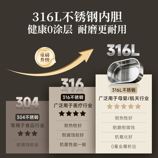 小熊 DFH-N10F6 免注水加热 316L不锈钢 1L 电热饭盒