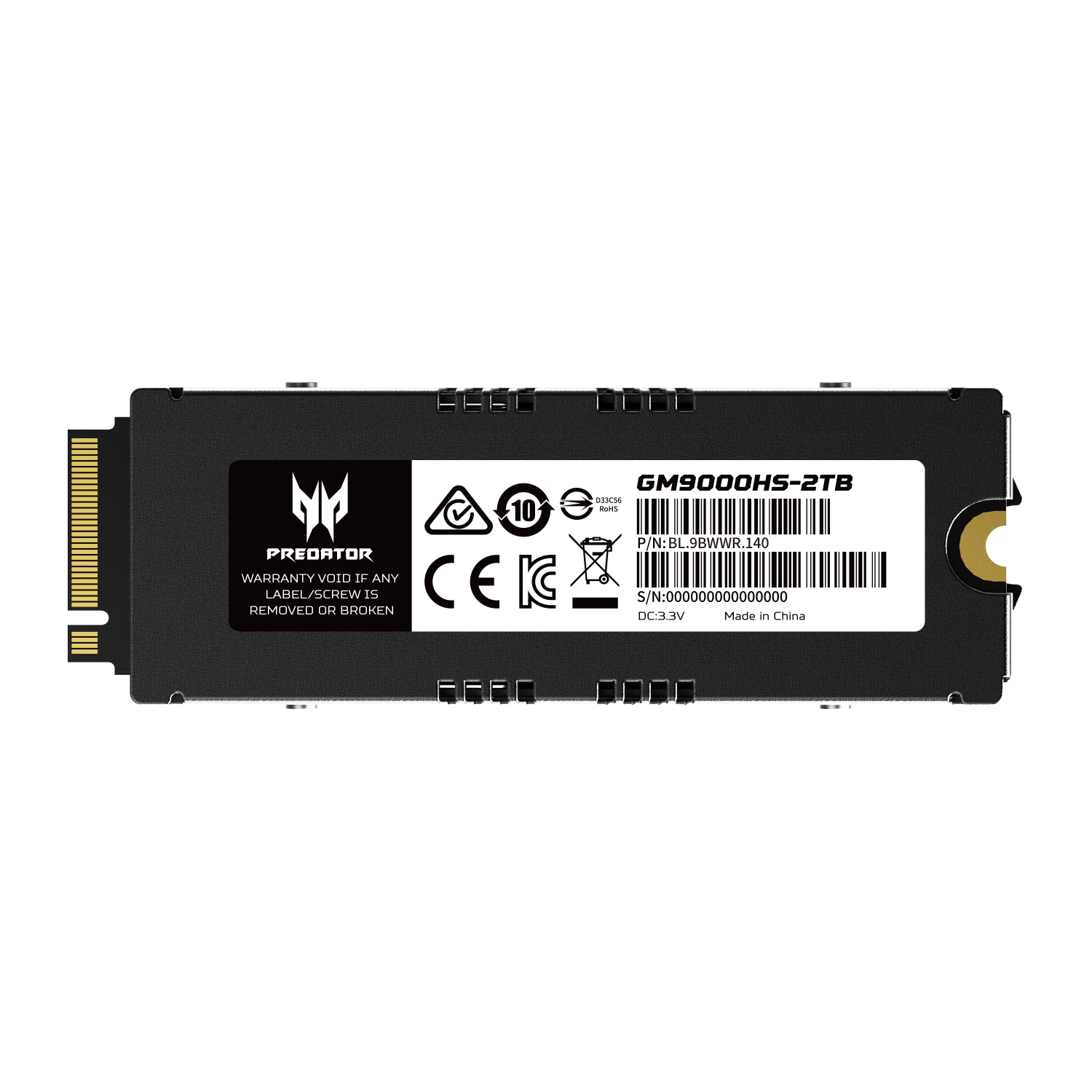 PREDATOR/宏碁掠夺者 GM9000系列 2TB M.2 NVMe PCIe 5.0 x4固态硬盘 散热片版