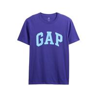 Gap 纯棉印花logo圆领修身短袖T恤 紫色 M