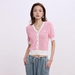 Gap 女装春刺绣logo撞色条纹中袖针织衫 637690