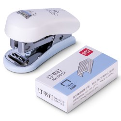 得力 订书机学生用迷你小号订书器办公用手握式纸张装订机女生可爱小型便携定书机2025新款儿童装订用品