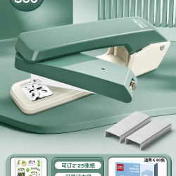 得力 可旋转订书机学生用订书器钉书机渐变大号重型加厚标准型多功能办公用省力定厚书订中缝装订用品订书针