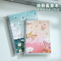 云晗 b5手绘油画活页本可拆卸外壳A5空白盖章本笔记本本子空白手账本简约ins风印章加厚学生学习考研记事本