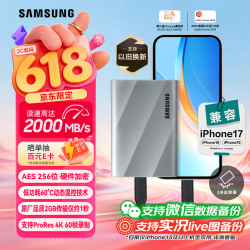 三星 MU-PK1T0G NVMe传输速度2000MB/s 移动固态硬盘  星际灰 1TB