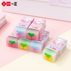 一正 文具美术创意卡通可爱夹心橡皮擦小学生用  可切水果樱花儿童果冻橡皮擦无碎屑擦的干净幼儿园礼物