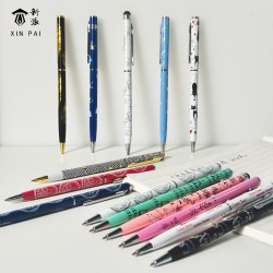 新派 创意女生卡通可爱圆珠笔黑色小学生专用高级老式金属旋转出芯细杆签字笔高士仕原子笔销售签单油笔