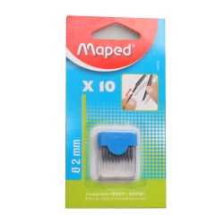 Maped 法国马培德圆规专用笔芯HB 圆规通用铅芯2mm替芯10根/包不易折断 便携盒装圆规替换笔芯 学生文具学习用品