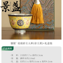 景盏 喝茶杯子鎏银珐琅彩茶杯套装精致品茗杯