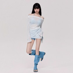 朵乐滋 分体泳衣女海边度假高级感长袖三件套网纱性感纯欲平角泳装