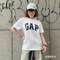 Gap 男女装纯棉印花logo圆领修身短袖T恤美版856659 白色 L 美码 XL亚洲码185/104A