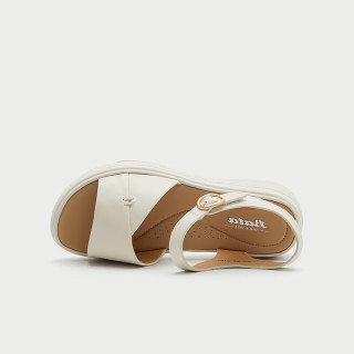 Bata 一字带凉鞋2026夏优雅厚底休闲羊皮凉鞋UDX31BL6 米白