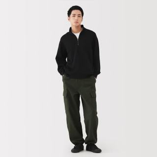 無印良品 MUJI 水洗棉轻便工装裤 深绿色 S（165/72A）男士休闲裤