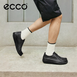 ecco JOKE系列552504 软底透气 黑色  男士休闲皮鞋