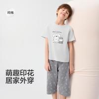 巴拉巴拉 纯棉儿童睡衣套装男童女童空调服透气凉爽薄款短袖家居服夏款童装