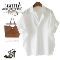 帕兰朵 精致内搭女衬衫上衣打底衫宽松女V领衬衣