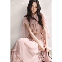 谜秀 法式复古挂脖连衣裙