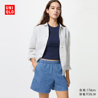 优衣库 483912 棉质水洗 宝蓝色 3XL 女士短裤