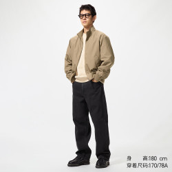 优衣库 男装女装宽松直筒牛仔裤/水洗产品482864 08 深灰色 35 /175/88A