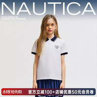 NAUTICA 撞色翻领 儿童T恤 白色 170