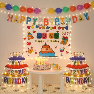 寻年味 ins气球生日装饰场景布置儿童派对1岁女孩宝宝生日气球高级