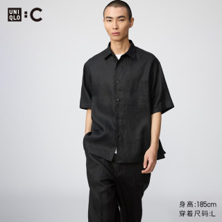 优衣库 合作款/男装女装法国麻宽松衬衫/短袖