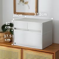 霜山 桌面抽屉式A4文件储物盒 2层A套装 1个双格+1个单格