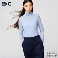 优衣库 混纺高领T恤/长袖9%羊绒478954 61 水蓝色 L