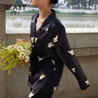 野兽派 明星同款 22姆米小奶狗真丝睡衣家居服