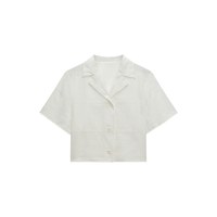 ochirly/欧时力 镂空刺绣短袖衬衫 翻领 10-15cm
