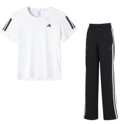 adidas 短袖女装上衣潮流休闲T恤针织女裤长裤运动裤直筒